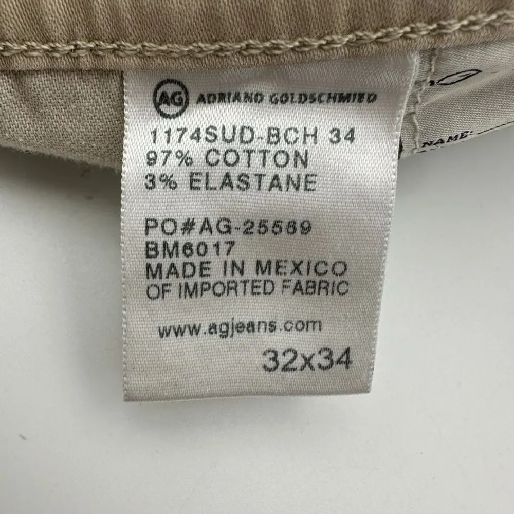 AG‎ The Graduate Tailored Leg Distressed Khaki Chinos Men's Pants 32x34